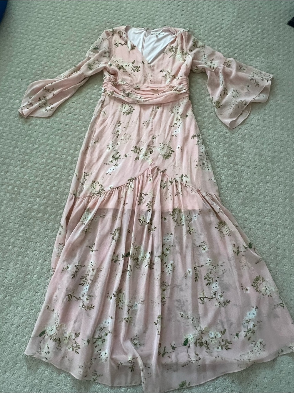 Avec Les Filles Blush Pink Floral Maxi Dress